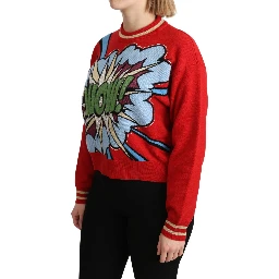 Red Knitted Cashmere Cartoon Top Sweater