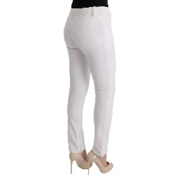 White Cotton Slim Fit Casual Pants