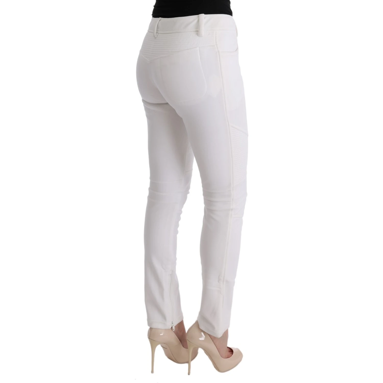 White Cotton Slim Fit Casual Pants