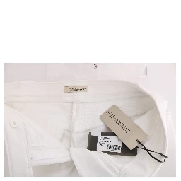 White Cotton Slim Fit Casual Pants