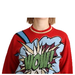 Red Knitted Cashmere Cartoon Top Sweater