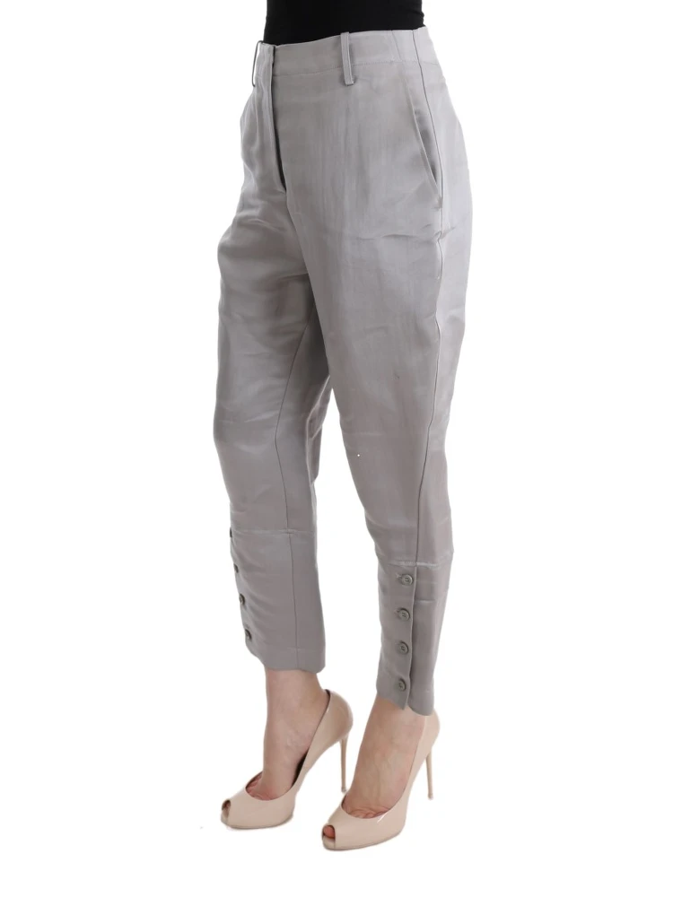 Gray Silk Cropped Casual Pants alternative