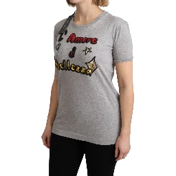Gray Cotton Amore e Bellezza Top T-shirt