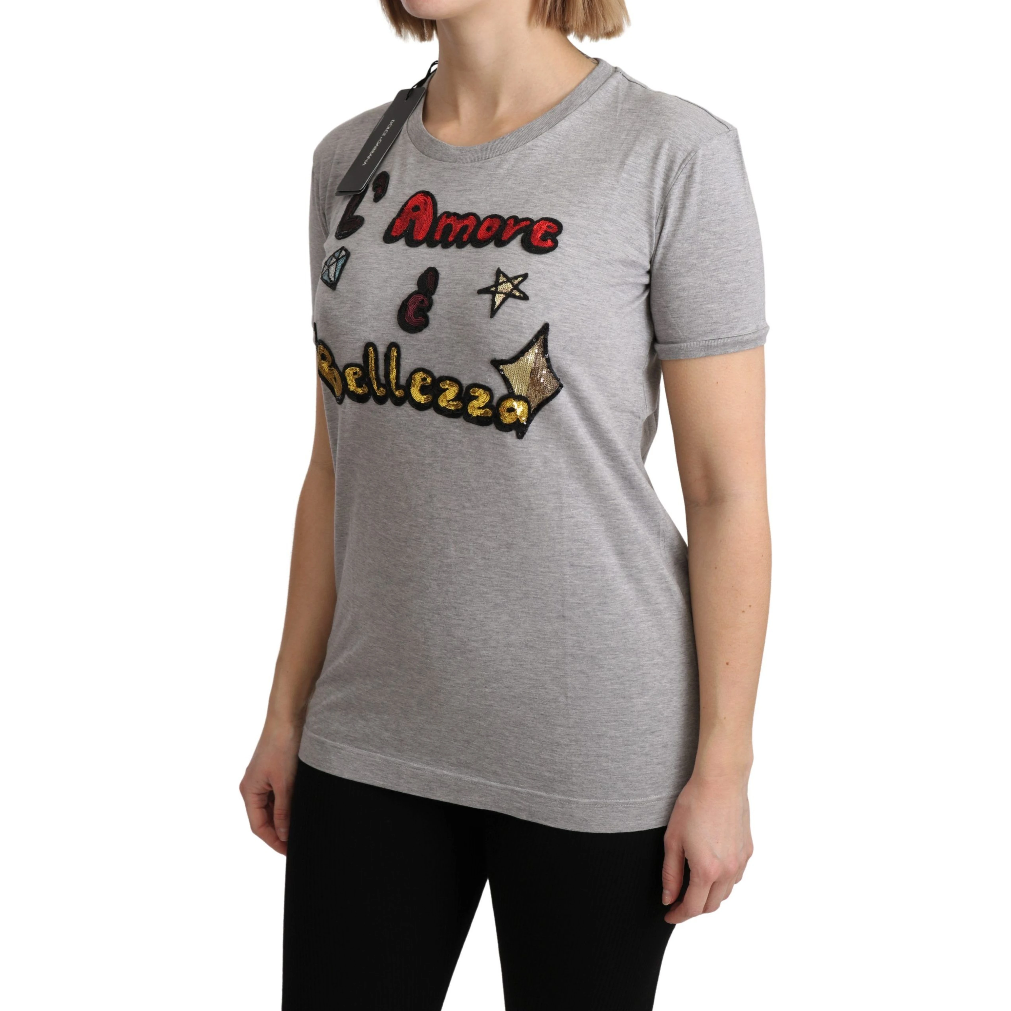 Gray Cotton Amore e Bellezza Top T-shirt