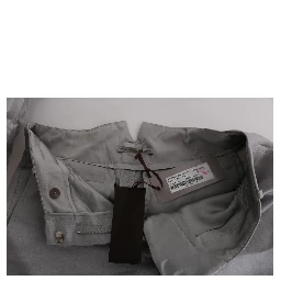 Gray Silk Cropped Casual Pants