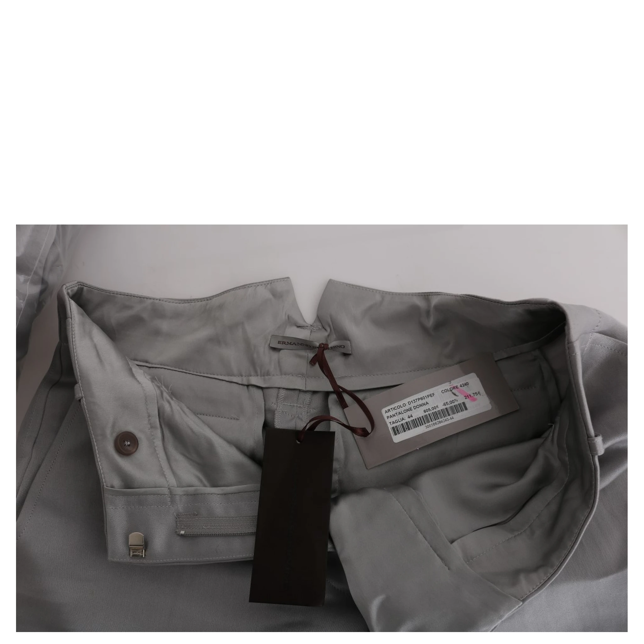 Gray Silk Cropped Casual Pants