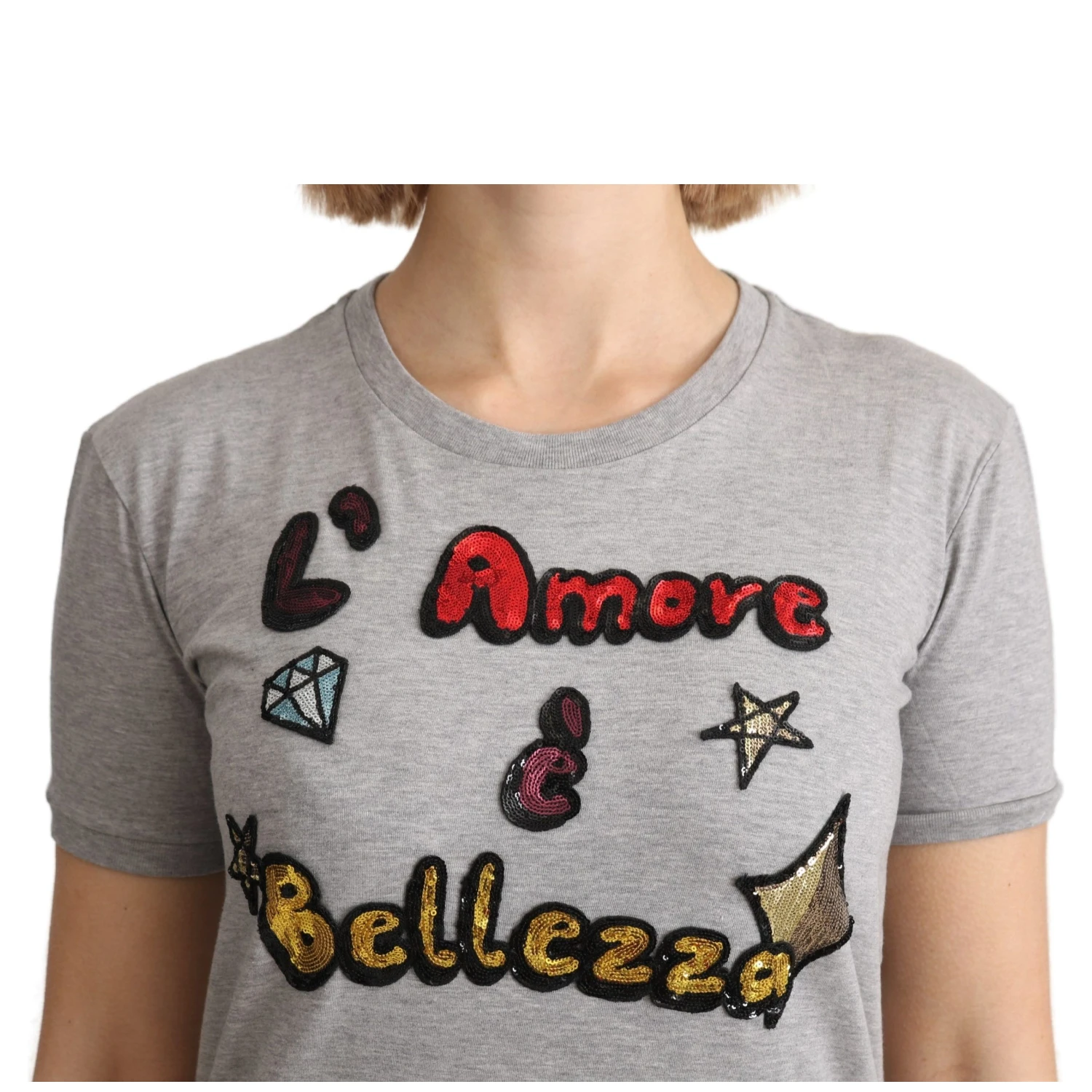 Gray Cotton Amore e Bellezza Top T-shirt