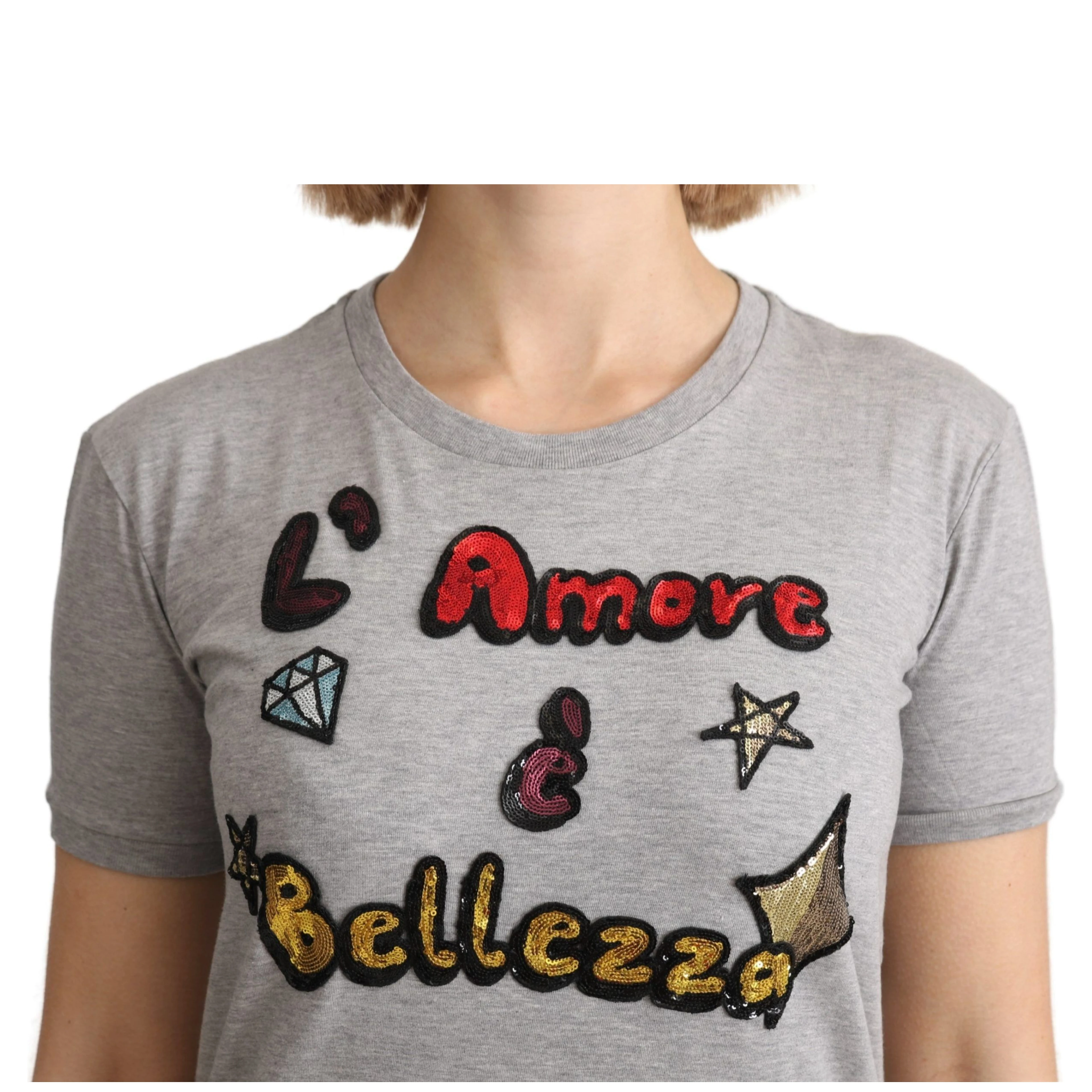 Gray Cotton Amore e Bellezza Top T-shirt