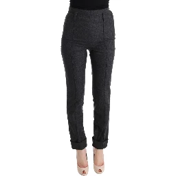 Gray Virgin Wool Skinny Casual Pants
