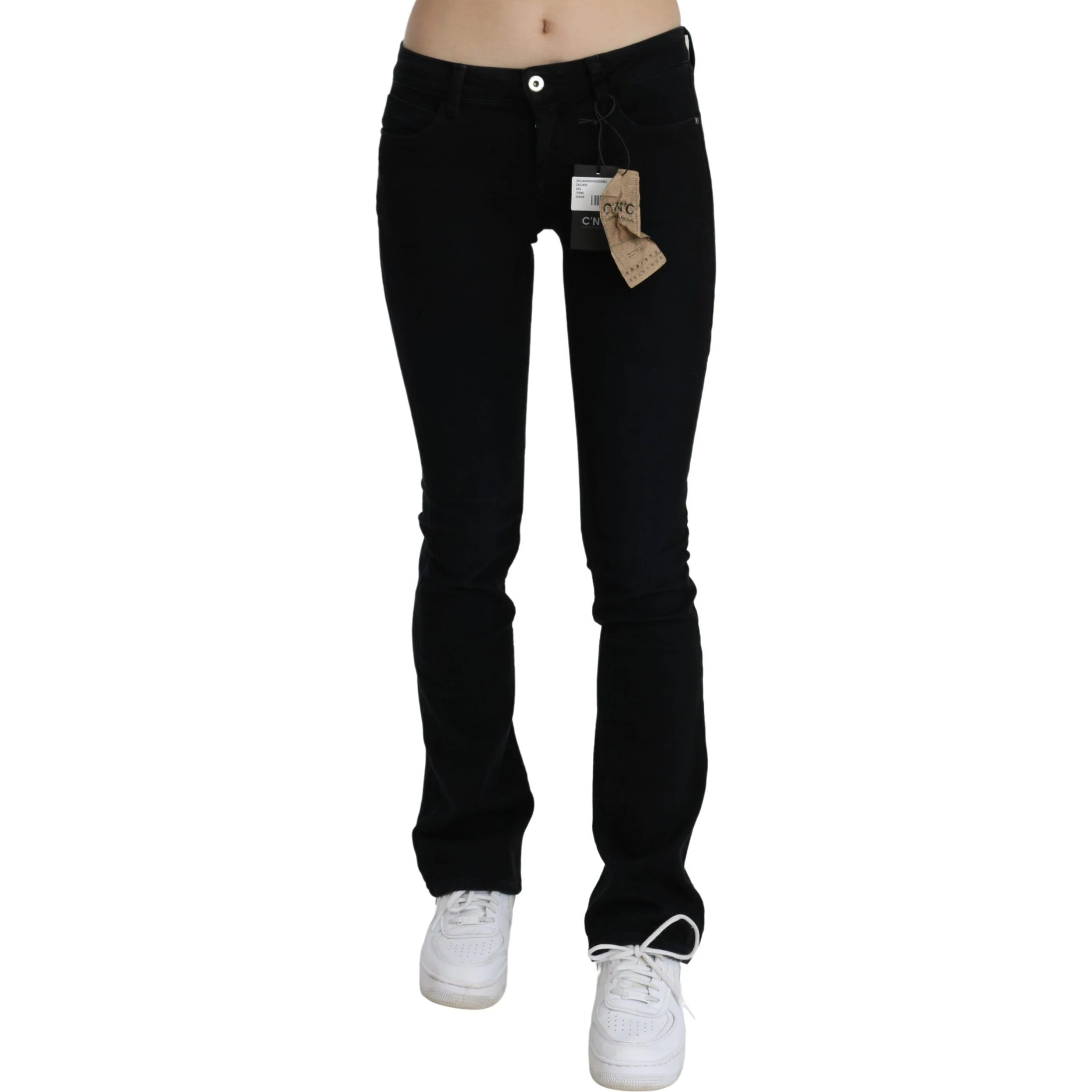 Black Low Waist Skinny Denim Cotton Jeans