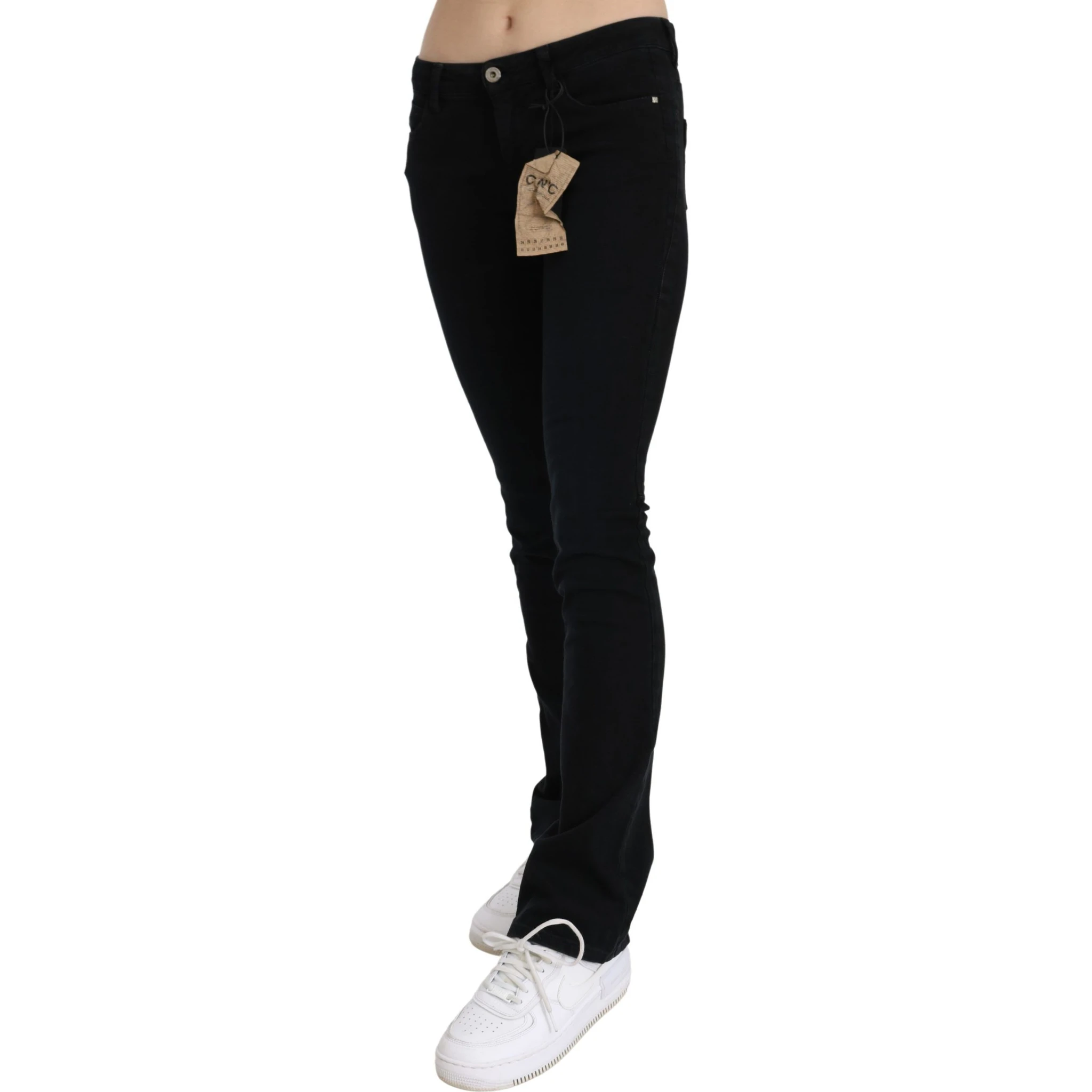 Black Low Waist Skinny Denim Cotton Jeans