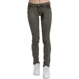 Gray Low Waist Skinny Denim Cotton Jeans