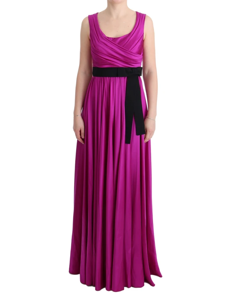 Pink Silk Stretch Shift Long Dress