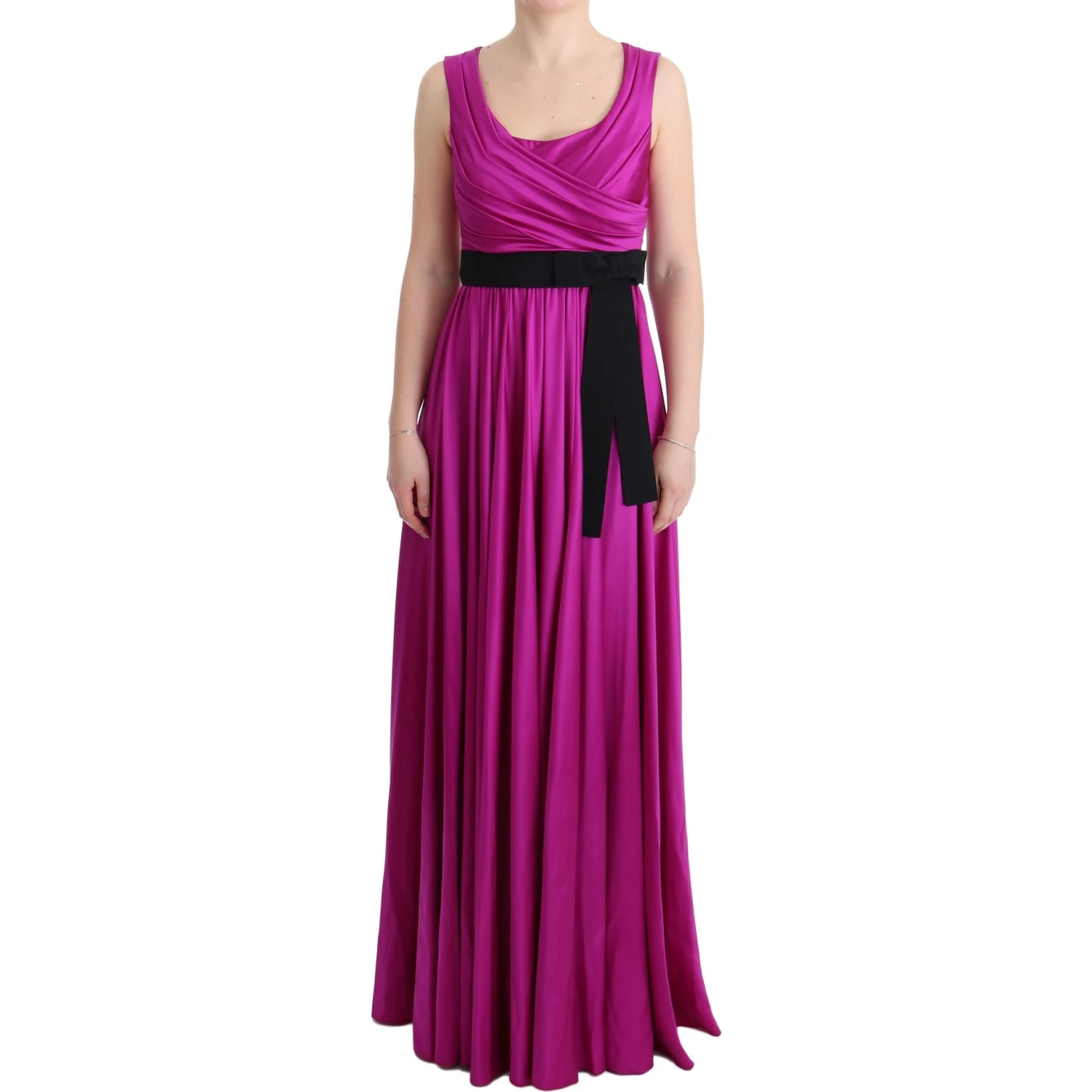 Pink Silk Stretch Shift Long Dress