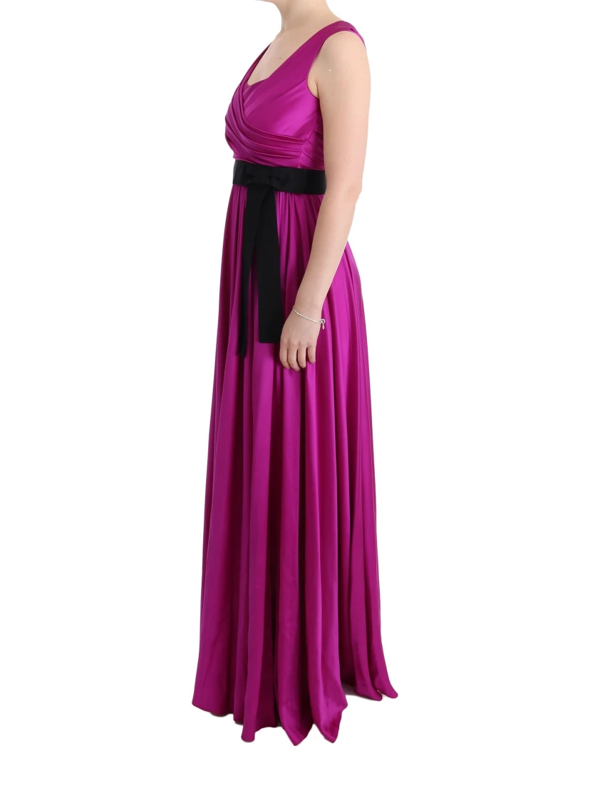 Pink Silk Stretch Shift Long Dress