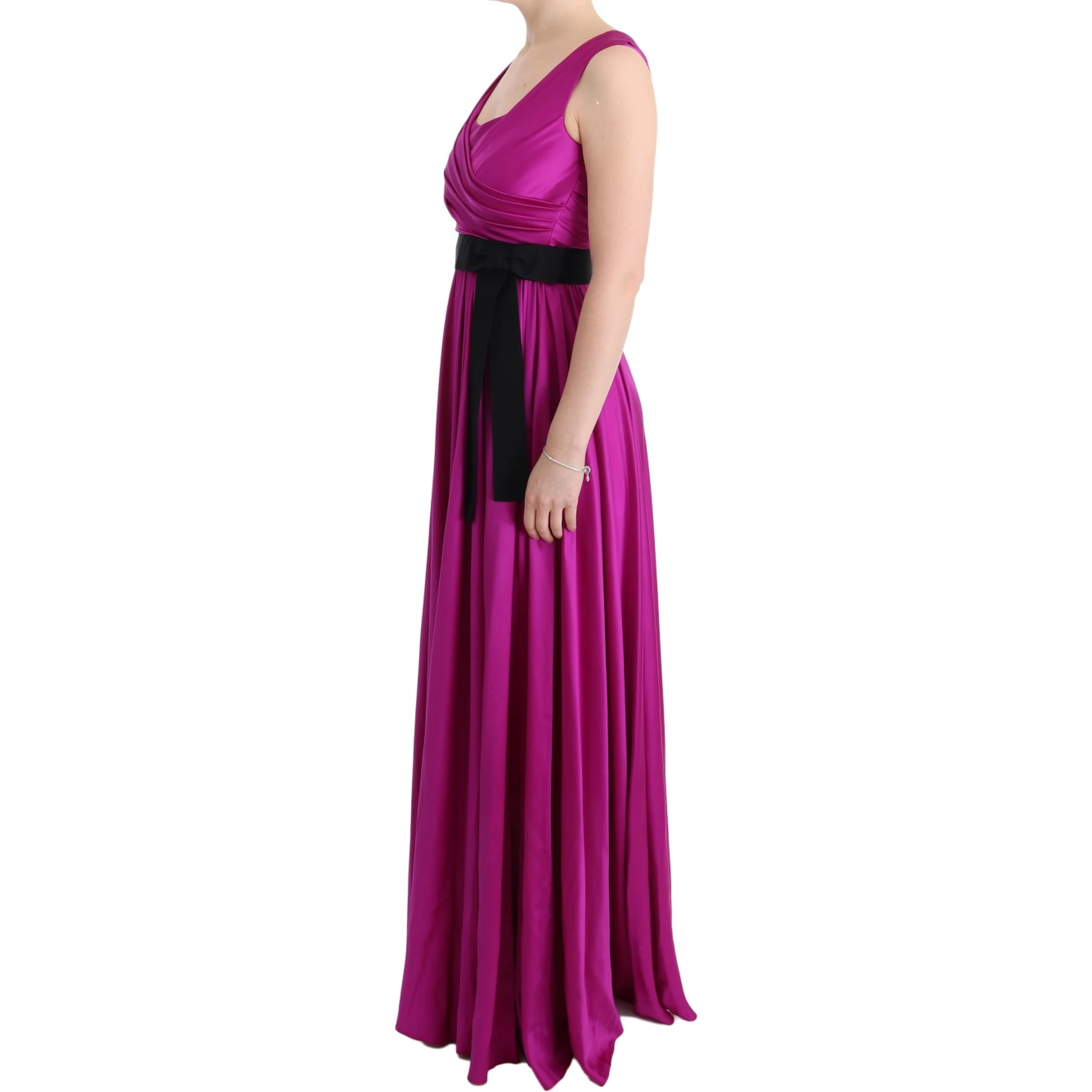 Pink Silk Stretch Shift Long Dress