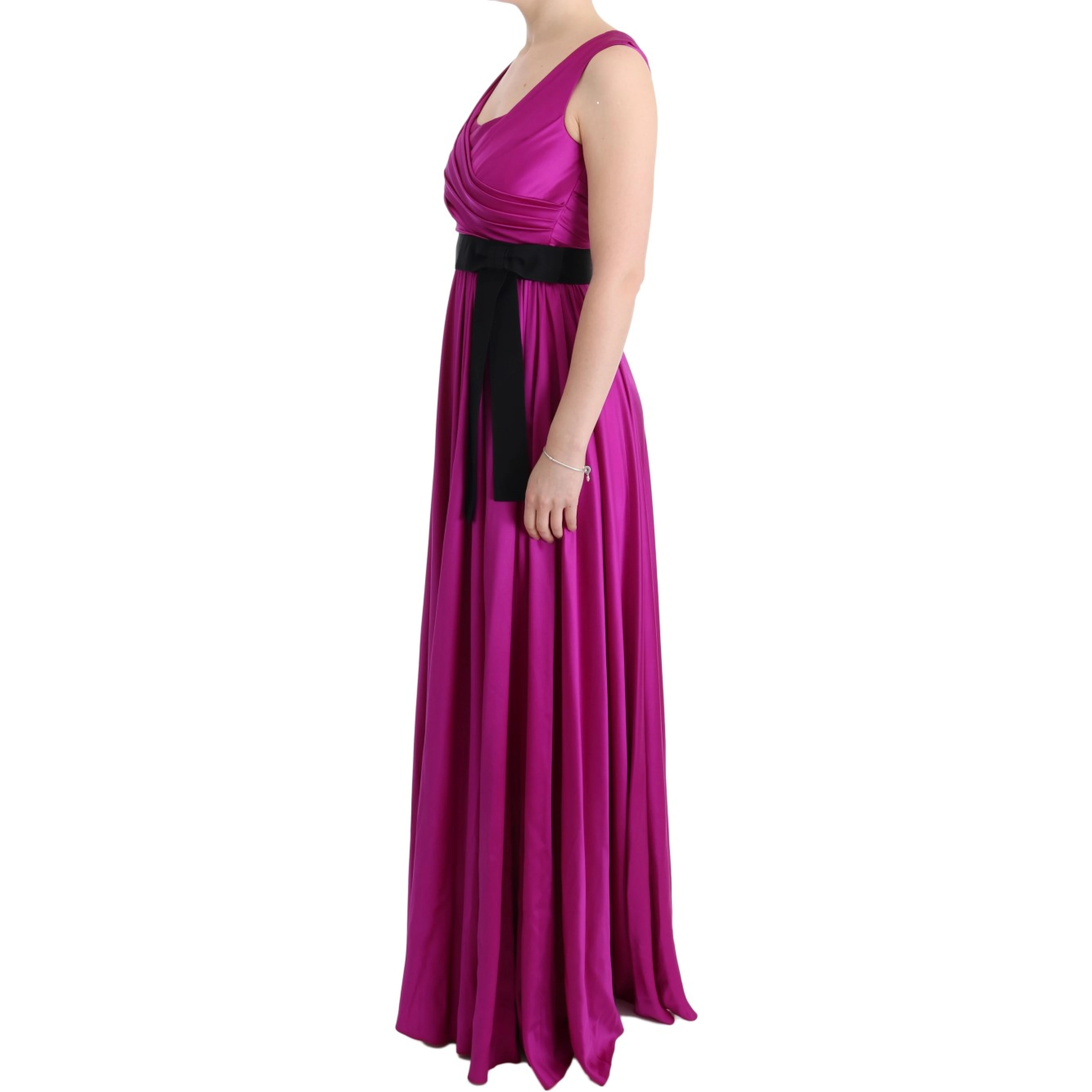 Pink Silk Stretch Shift Long Dress