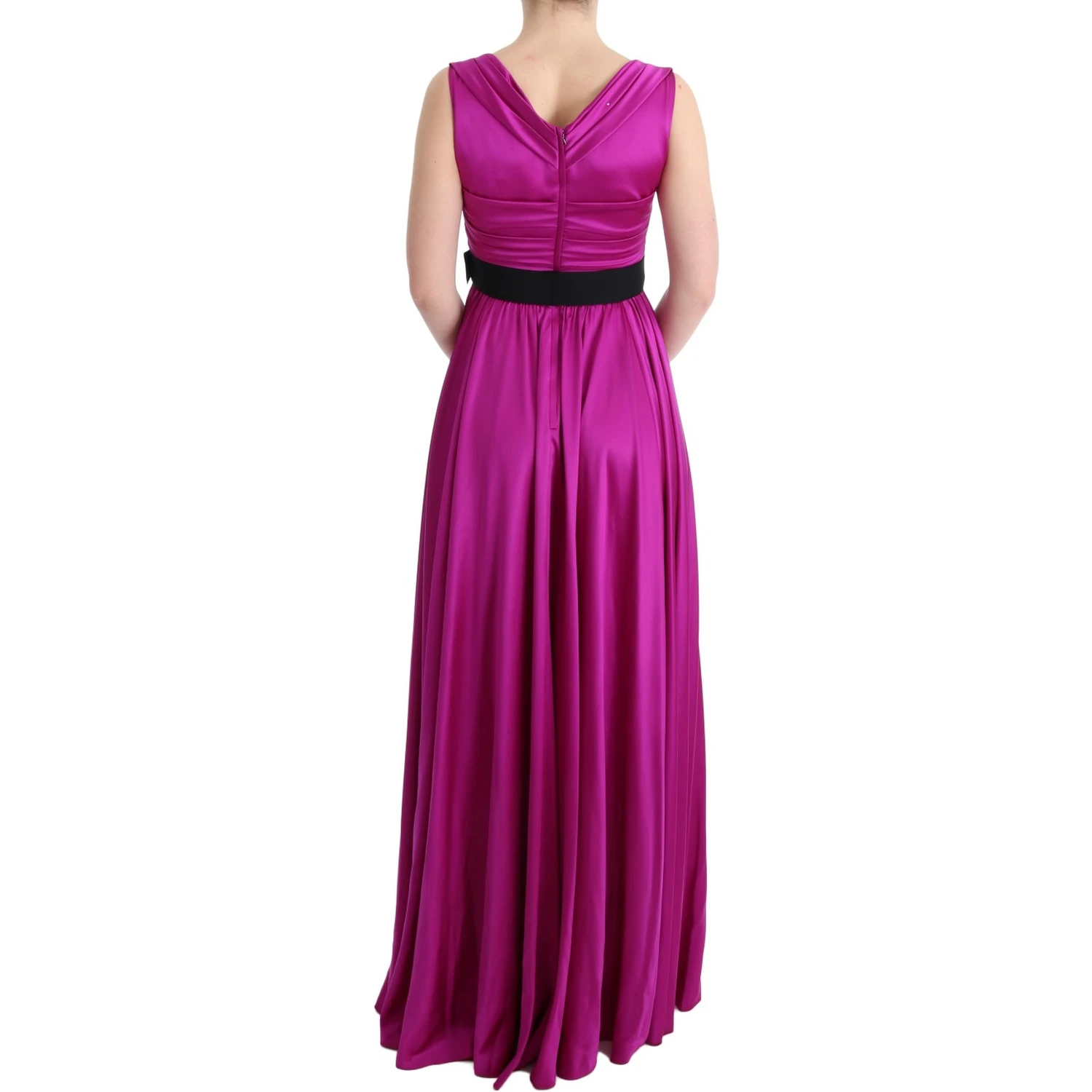 Pink Silk Stretch Shift Long Dress