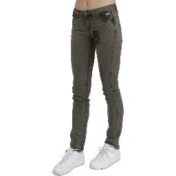 Gray Low Waist Skinny Denim Cotton Jeans