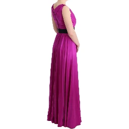 Pink Silk Stretch Shift Long Dress