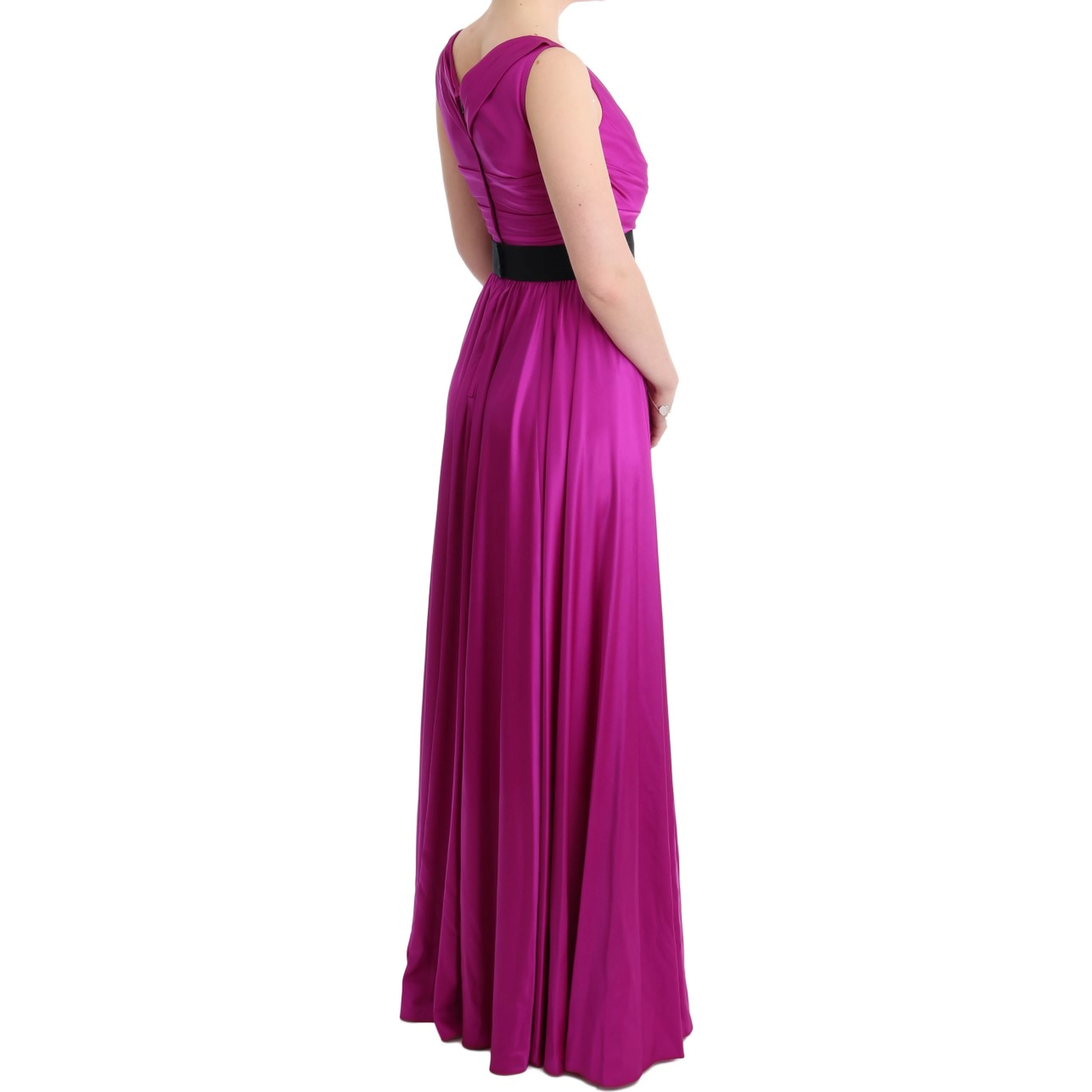 Pink Silk Stretch Shift Long Dress