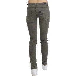 Gray Low Waist Skinny Denim Cotton Jeans