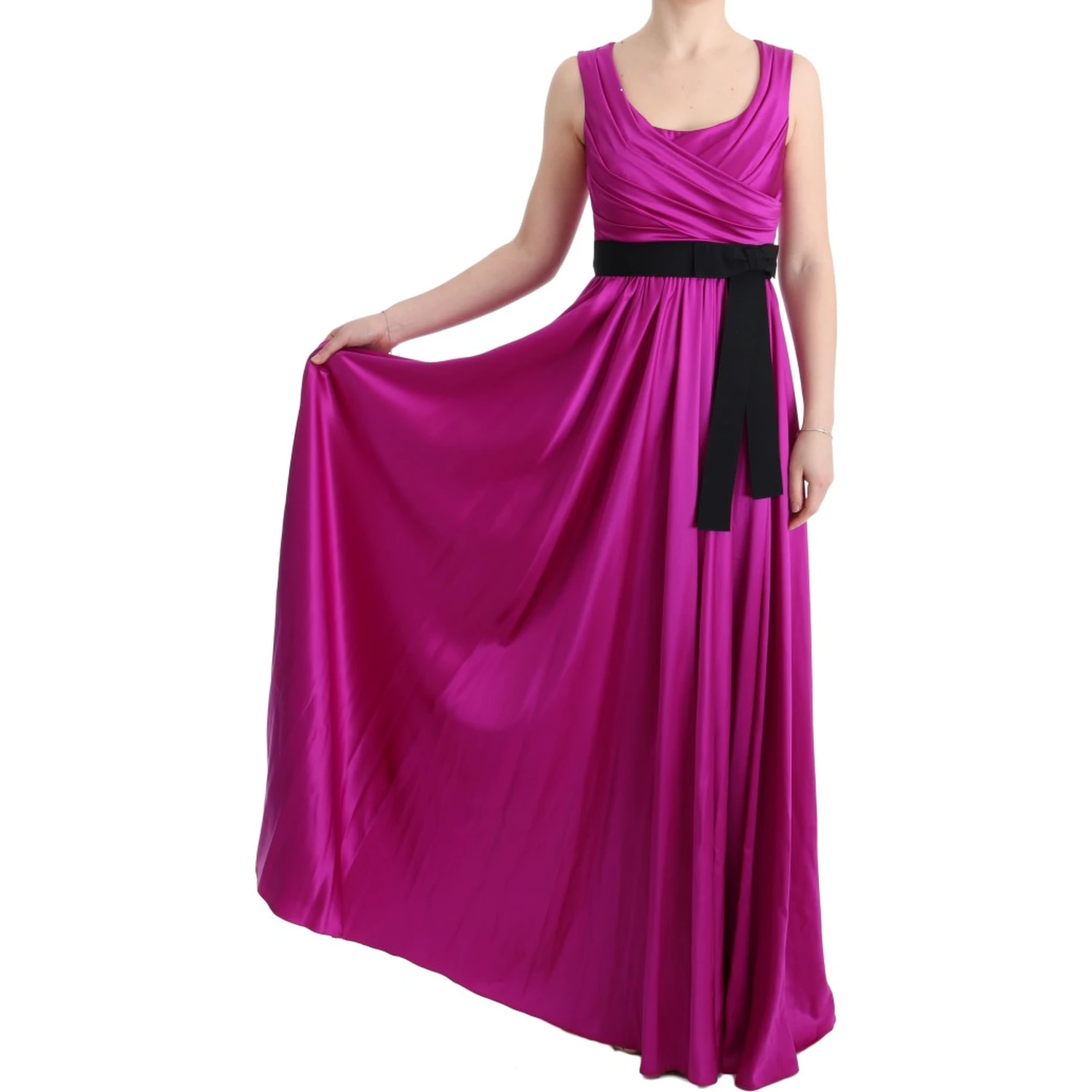 Pink Silk Stretch Shift Long Dress