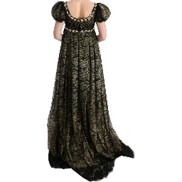 Black Yellow Crystal Lace Shift Dress