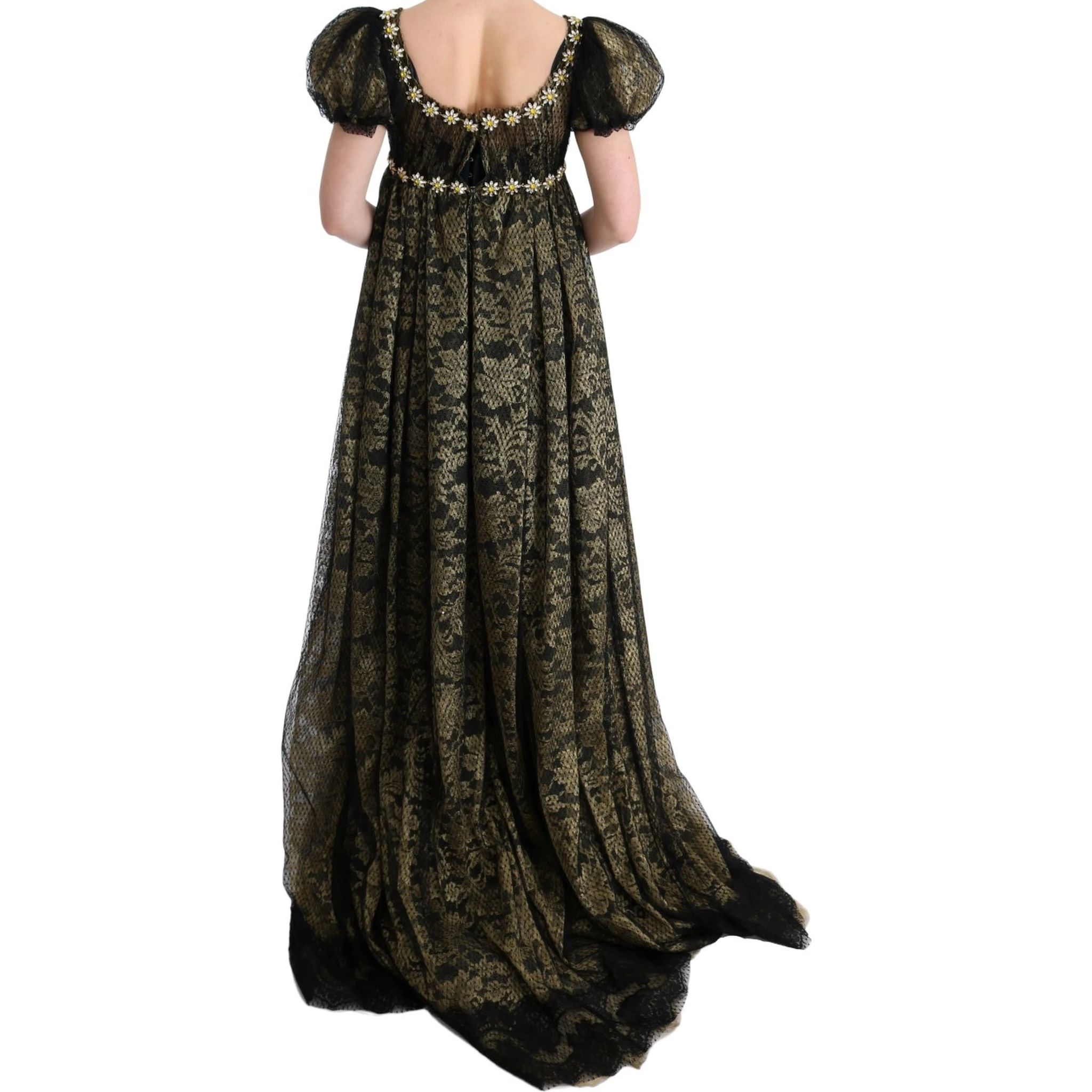 Black Yellow Crystal Lace Shift Dress