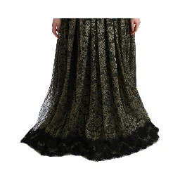 Black Yellow Crystal Lace Shift Dress