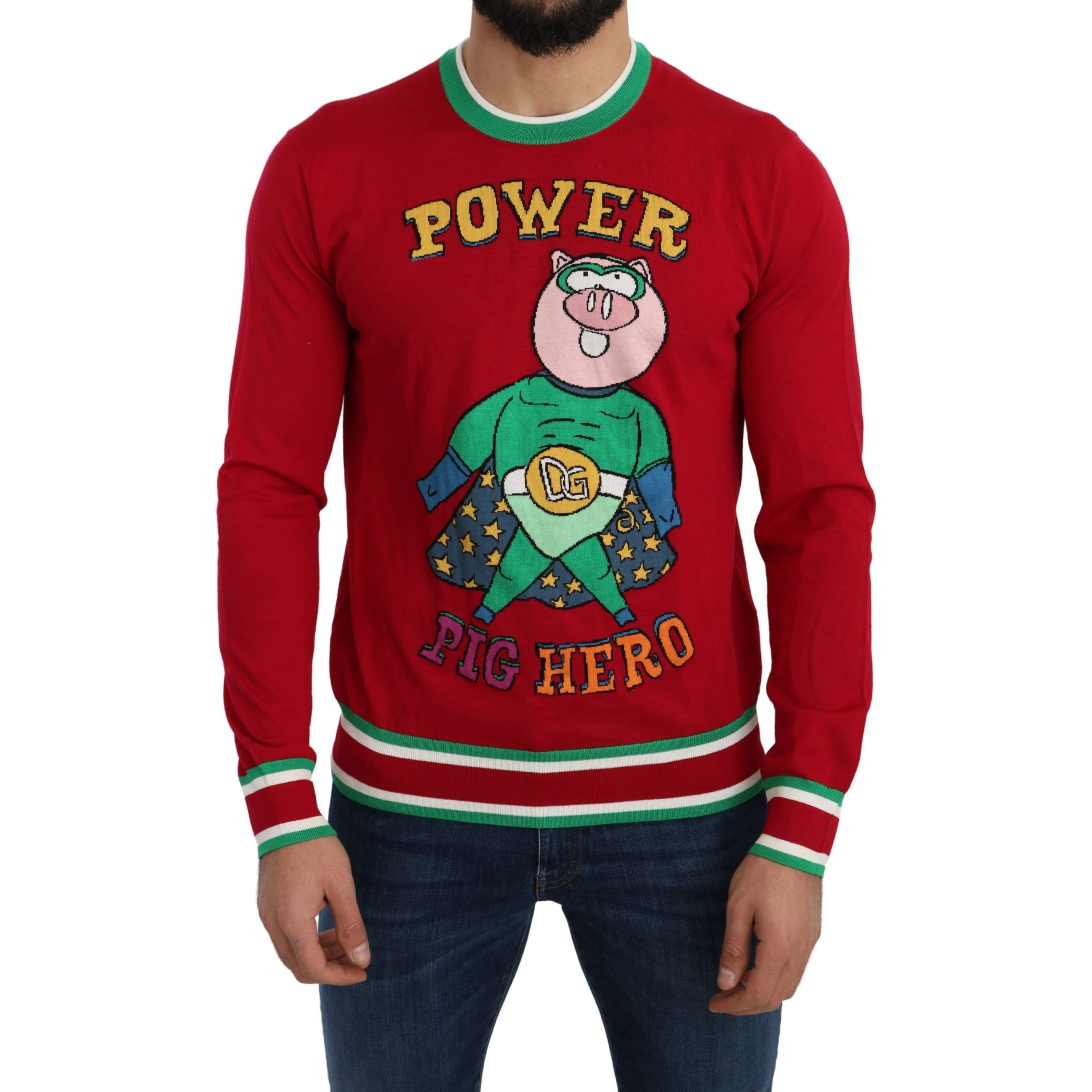 Red Wool Silk Pig of the Year Sweater