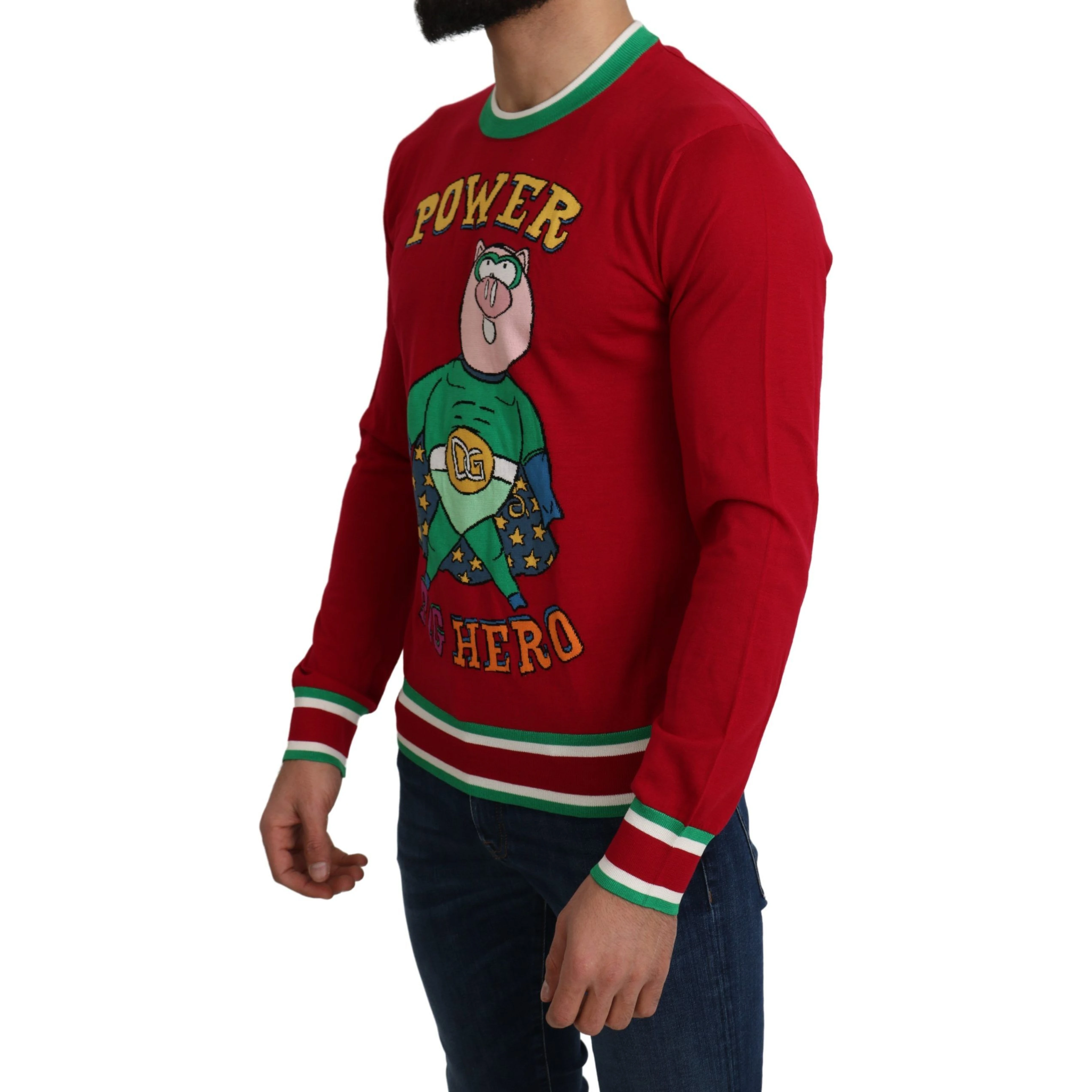 Red Wool Silk Pig of the Year Sweater