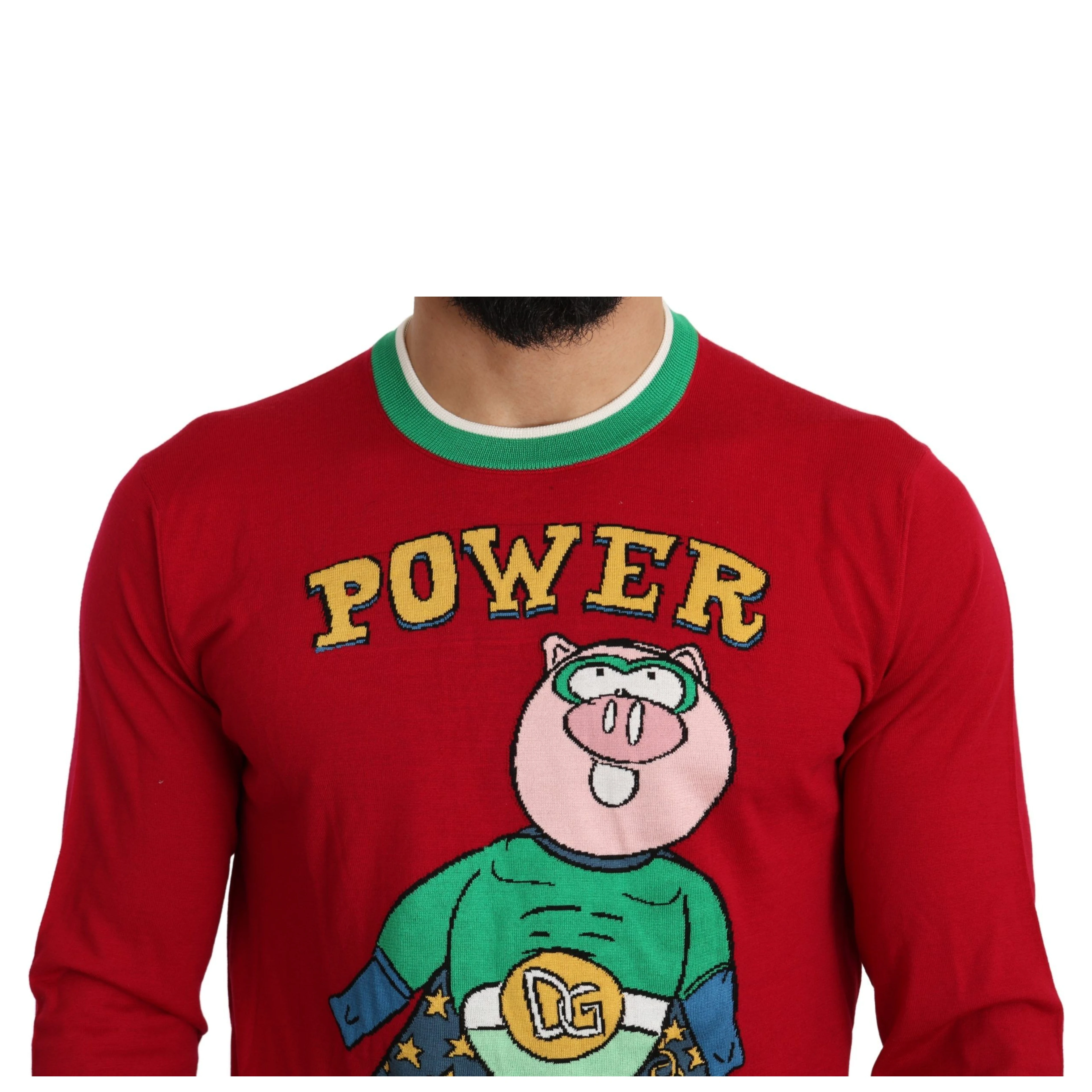 Red Wool Silk Pig of the Year Sweater