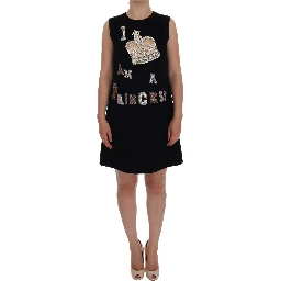 Black I AM A PRINCESS Crystal Shift Dress