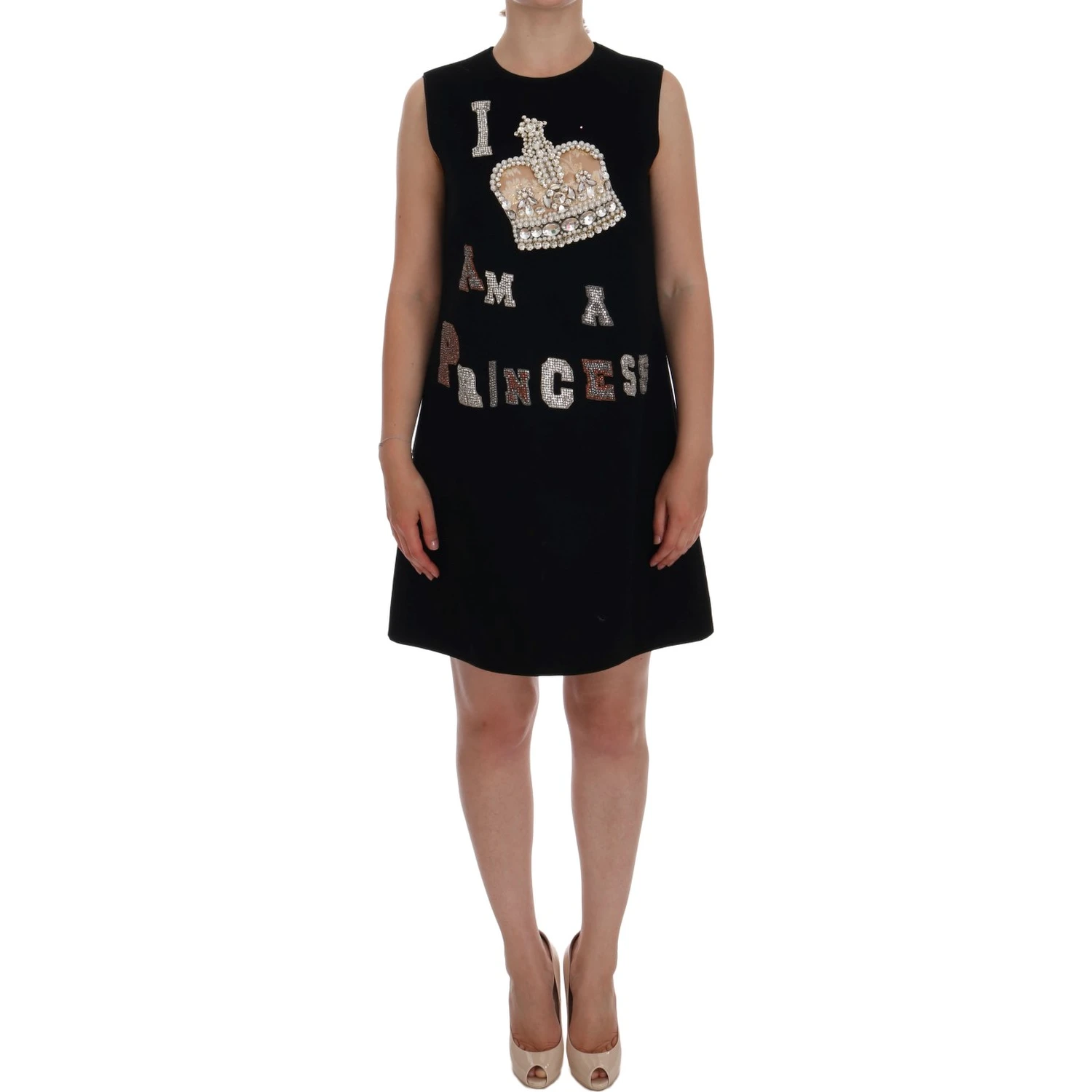 Black I AM A PRINCESS Crystal Shift Dress