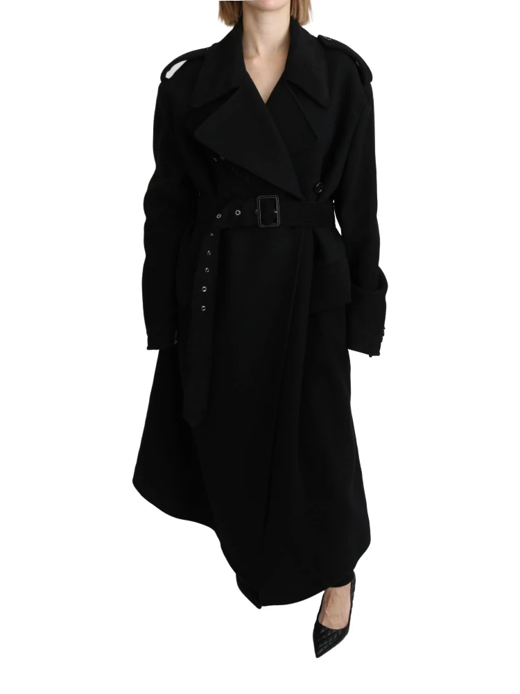 Virgin Wool Black Blazer Trenchcoat Jacket