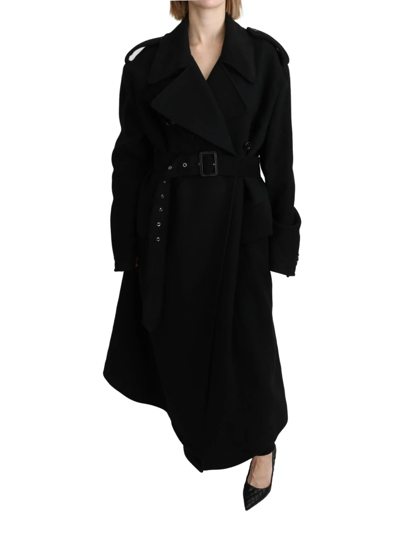 Virgin Wool Black Blazer Trenchcoat Jacket