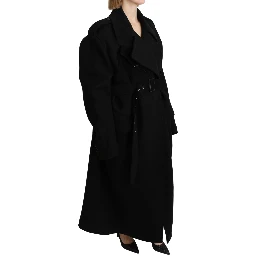 Virgin Wool Black Blazer Trenchcoat Jacket