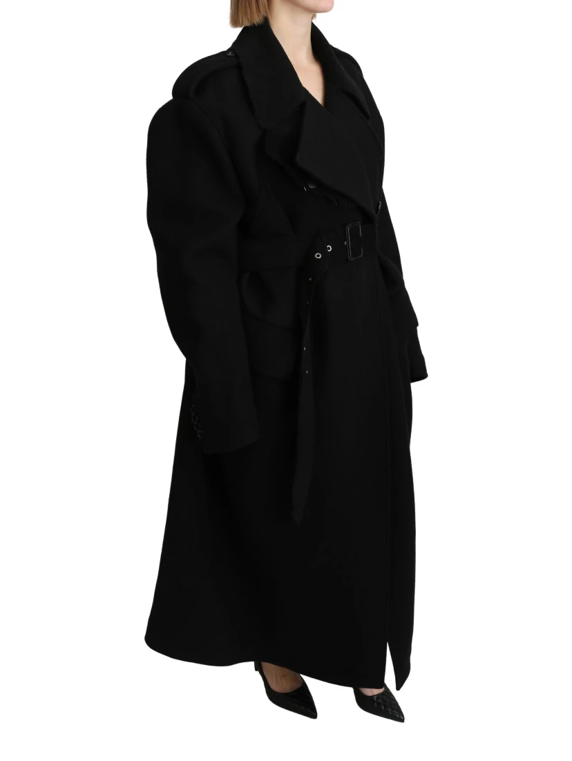 Virgin Wool Black Blazer Trenchcoat Jacket
