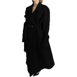 Virgin Wool Black Blazer Trenchcoat Jacket