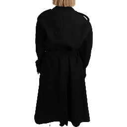Virgin Wool Black Blazer Trenchcoat Jacket