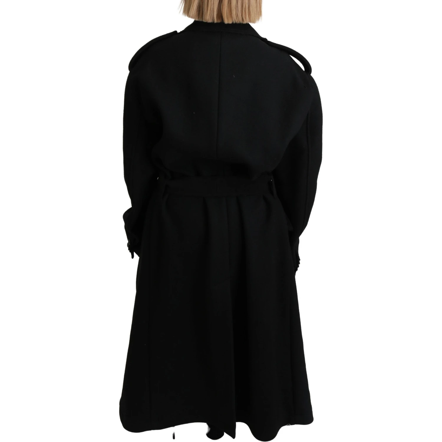 Virgin Wool Black Blazer Trenchcoat Jacket