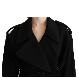 Virgin Wool Black Blazer Trenchcoat Jacket