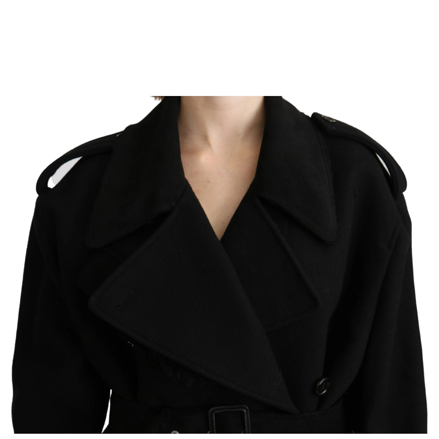 Virgin Wool Black Blazer Trenchcoat Jacket