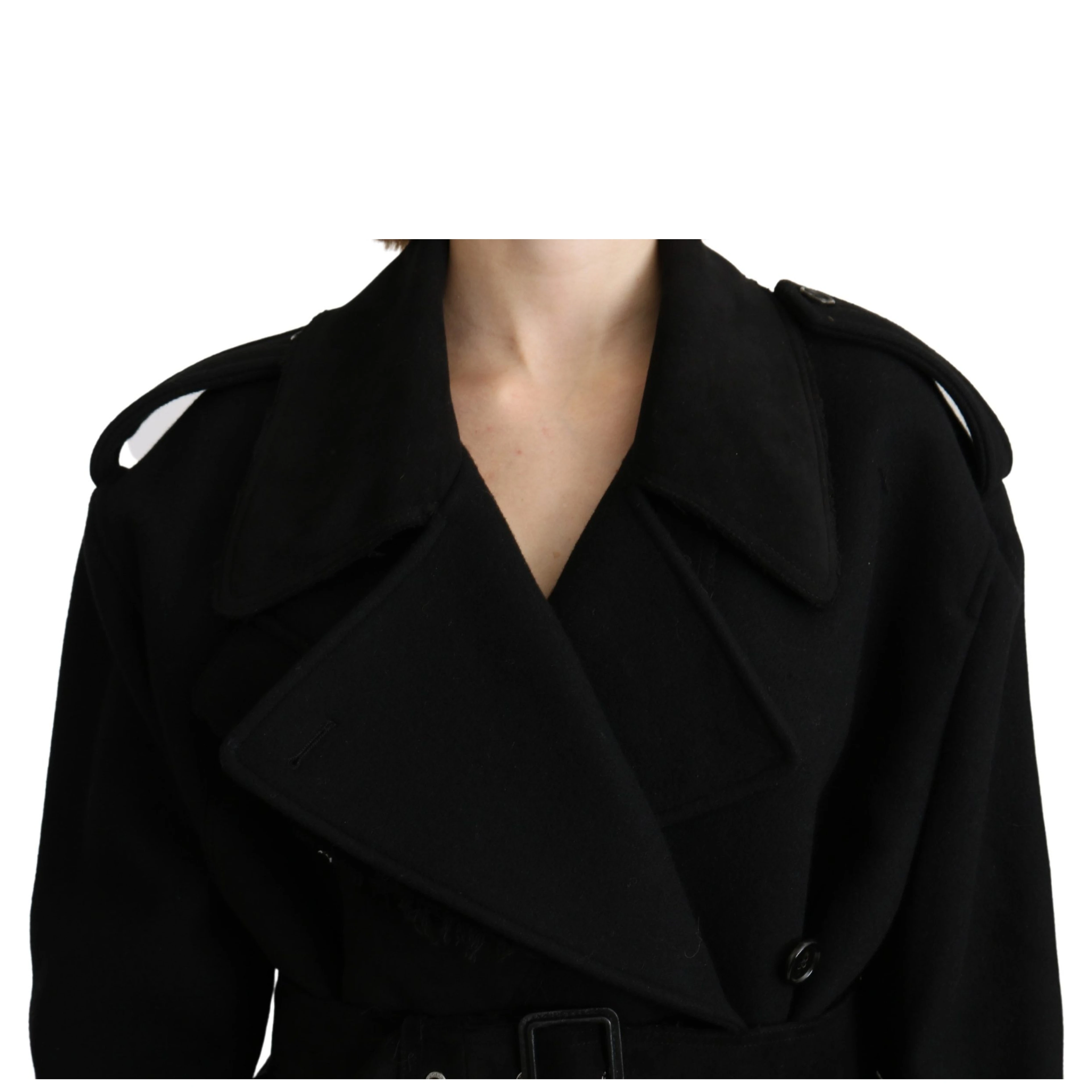 Virgin Wool Black Blazer Trenchcoat Jacket