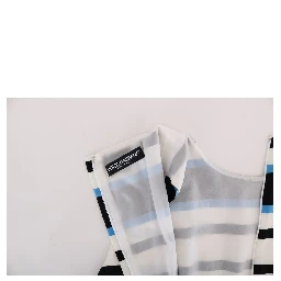Blue White Striped Silk Stretch Shift Dress
