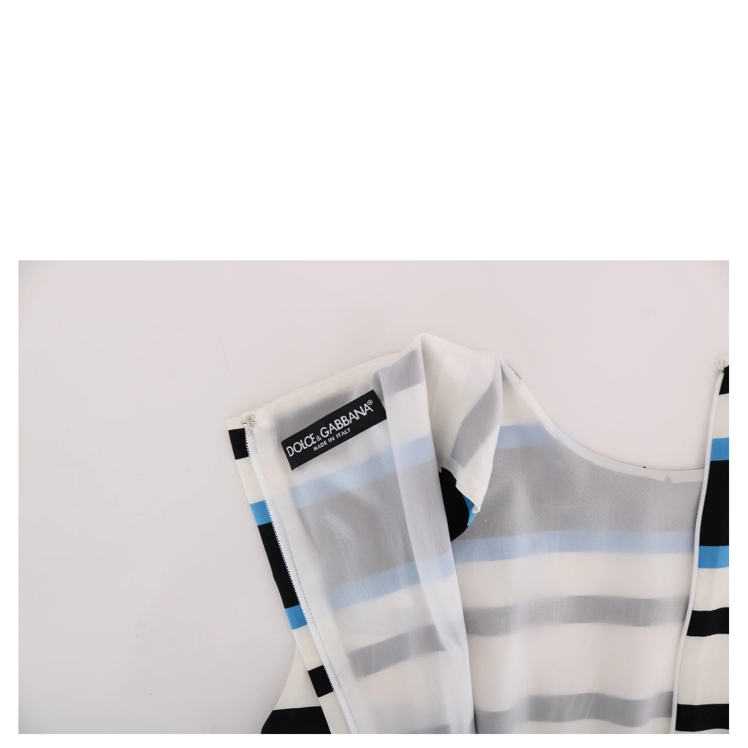 Blue White Striped Silk Stretch Shift Dress