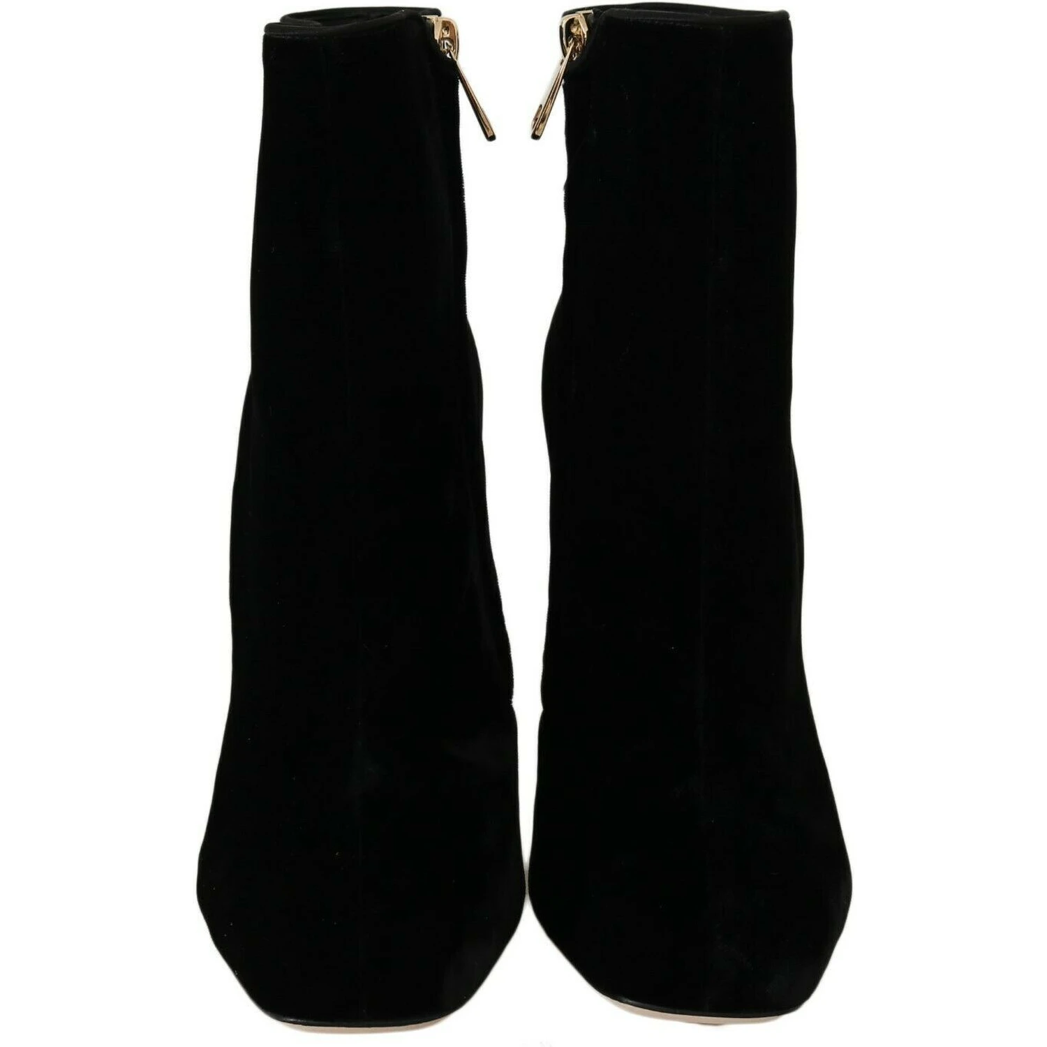 Black Velvet Crystal Square Heels Shoes