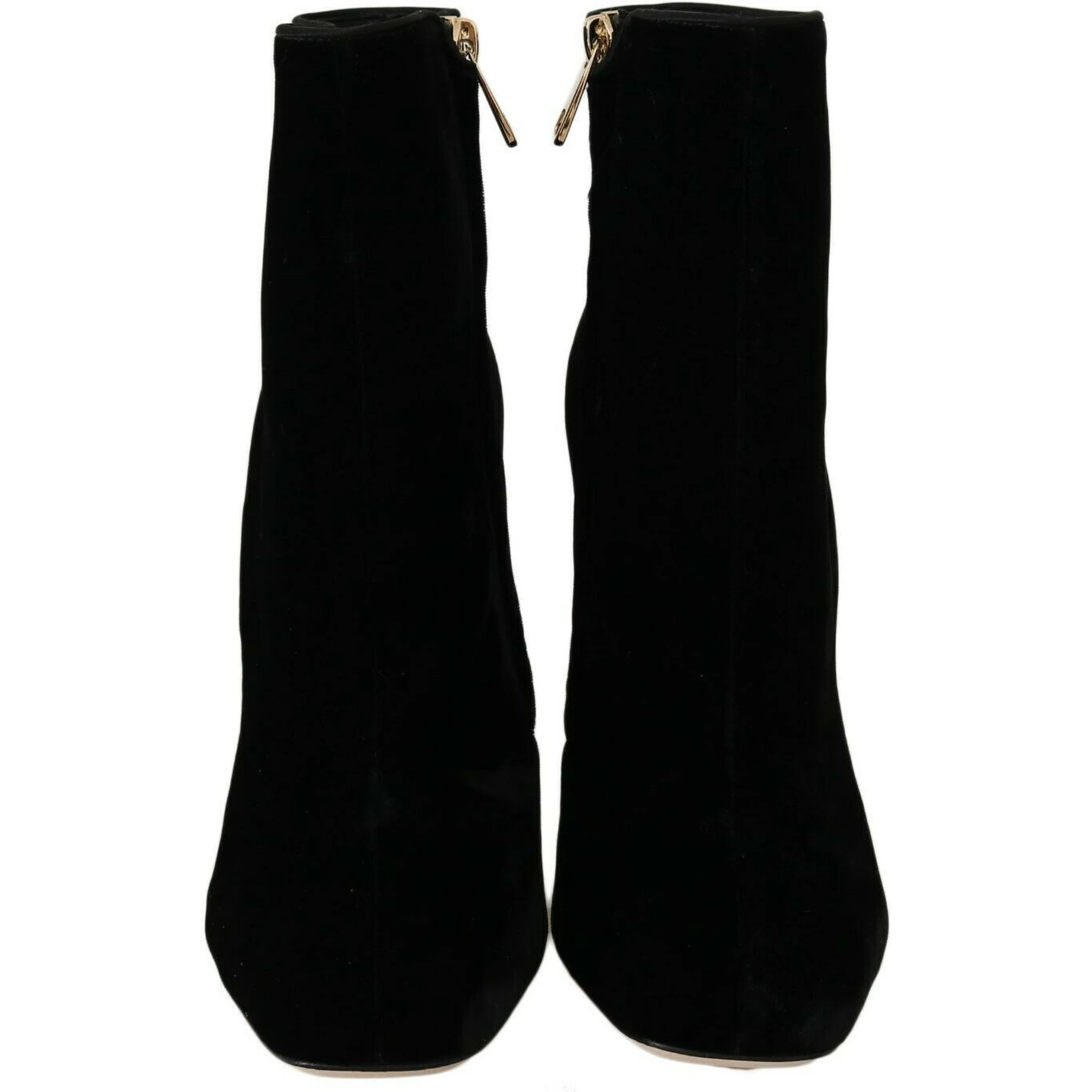 Black Velvet Crystal Square Heels Shoes