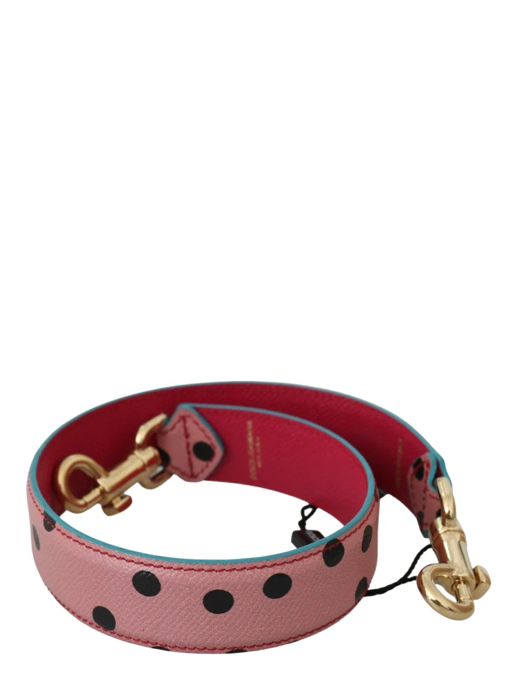 Pink Polka Dot Leather Shoulder Strap